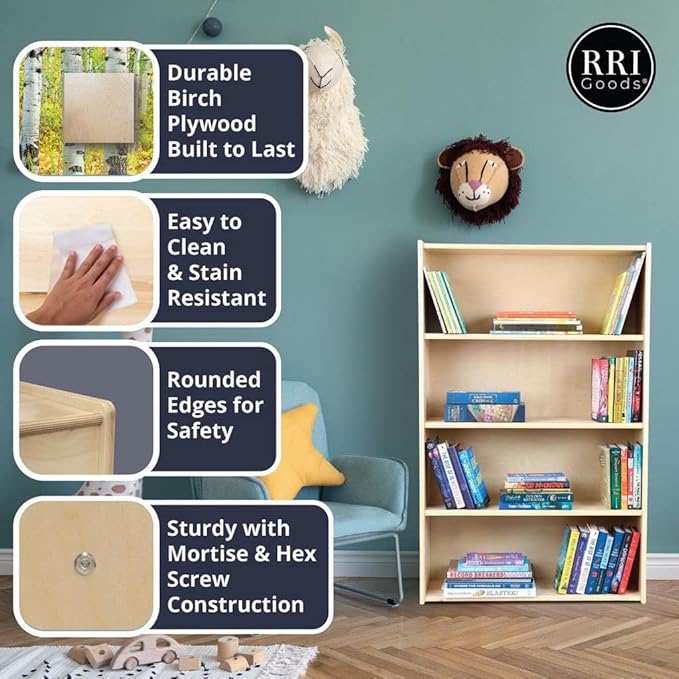 2 Shelf Montessori Horizontal Bookcase with Wheels (47" Width) |Bookshelf - Toy Storage Organizer, Arts, Crafts & Supplies Storage Unit for Home, Office, Classroom, Daycare