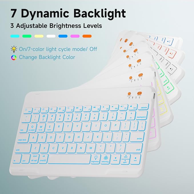 BLUTLOTUS Keyboard case for iPad 9th/8th/7th Generation 10.2 Inch - Backlit Wireless Detachable Folio Keyboard Cover with Pencil Holder for iPad 9th/8th/7th Gen Air 3rd Generation 10.5 Inch