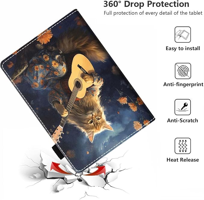 Case for Amazon Kindle Fire HD 8/Fire HD 8 Plus Tablet (12th/10th Generation 2024/2022/2020 Release) - PU Leather Folio Cover with Smart Auto Wake/Sleep Bald Eagle