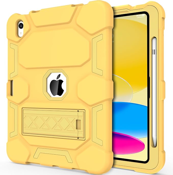 Case for iPad 11 11th Gen (A16) 2025 &amp 10th Gen 2022 10.9 Purple+Green | Kickstand | With Pencil Holder | Drop-Proof Silicone+Hard Shell | Raised Edge Protects Screen&ampCamera | Heavy Duty Pr