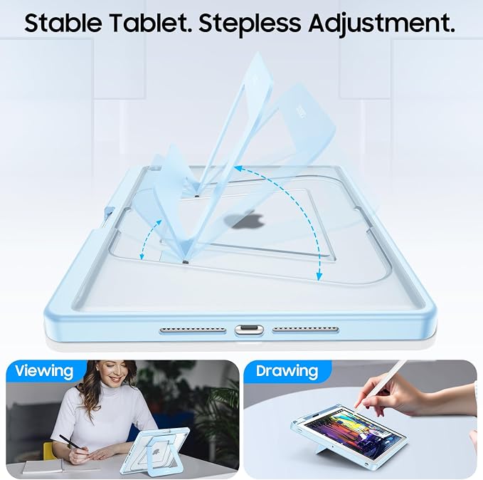 Fintie Shockproof Case for iPad 9th / 8th / 7th Generation 10.2 Inch | Slim Frosted Hard Back Cover Multi-Angle Viewing Built-in Kickstand &amp Pencil Holder Anti-Scratch Black