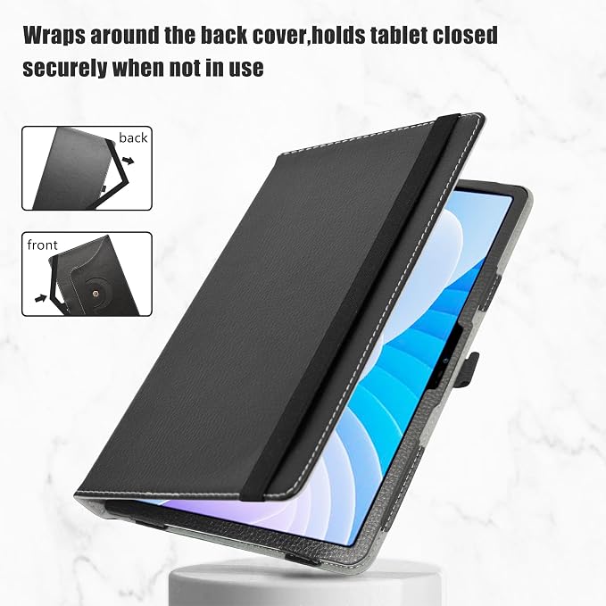 LiuShan 360 Degree Rotation Stand PU Cover for DOOGEE T30 Pro/Ultra T30s T35 T40 11 Tablet Black