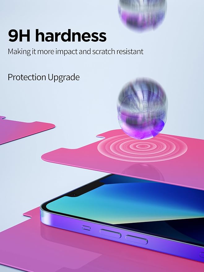 PDDKISS Compatible for iPhone 12/12 Pro Privacy Screen Protector | Pink Gradient Anti Spy Anti Blue Light HD 6.1 Inch Tempered Glass Easy Installation