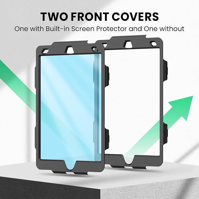 SEYMAC for iPad 9th/8th/7th Generation Case 10.2 2021-2019 Full-Body Shockproof Protective Case with Screen Protector Rotating Stand/Handle/Shoulder Strap for iPad 10.2 Blue/Black