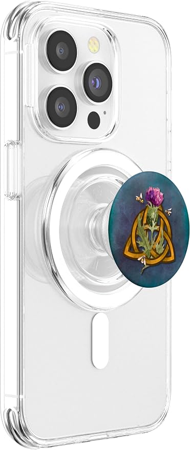 Celtic Trinity Knot Triquetra Scottish Thistle and Bees PopSockets Adhesive PopGrip