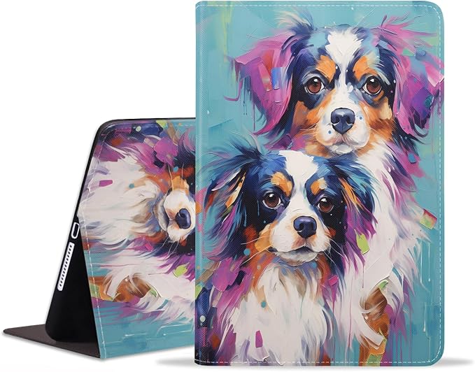 Case for Samsung Galaxy Tab S10 Plus 2024/ S9 Plus/ S9 FE Plus 5G 12.4 Inch 2023 Slim PU Leather Stand Folio Cover with Auto Wake Sleep Abstract Paint Dogs