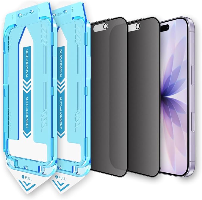 EGKimBa for iPhone 17 Pro Max Privacy Screen Protector 2 Packs Matte Anti-Glare Tempered Glass Bubble Free Easy Installation Auto Dust-Elimination Anti Blue Light