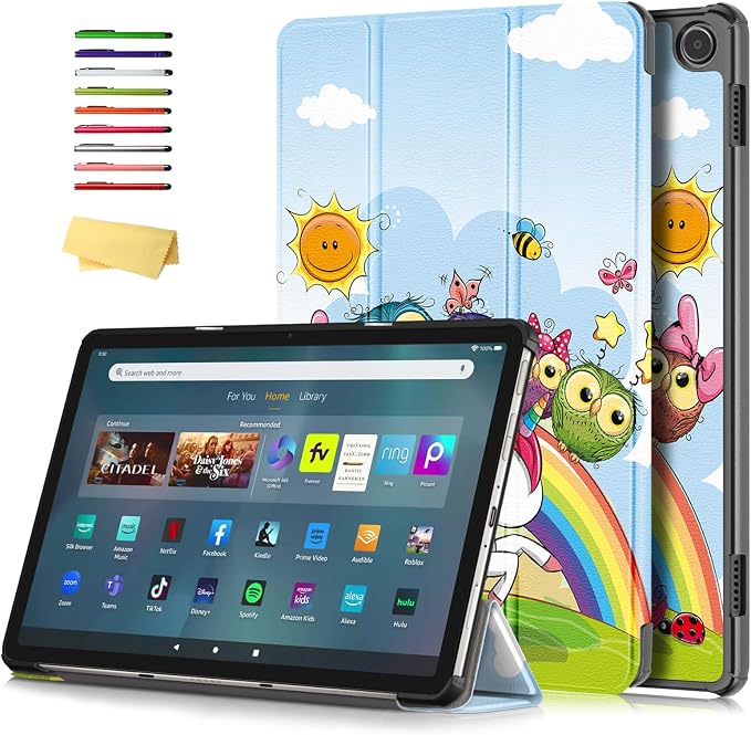 Slim Case for Amazon Fire Max 11 Tablet (13th Generation 2023 Release) Trifold Lightweight Hard Shell PU Leather Stand Folio Protective Cover with Auto Wake/Sleep Colored Graffiti Doodle