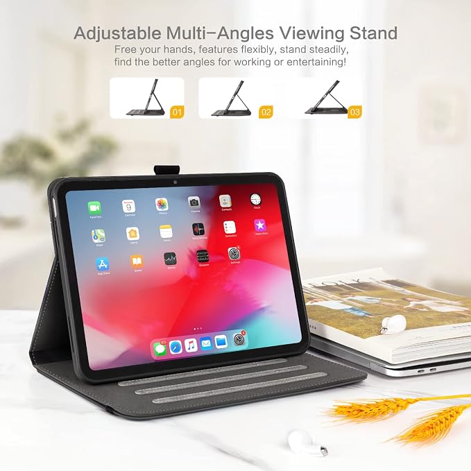 Lokigo Case for iPad (A16) 11th/10th Generation Aurora Forest | for iPad 11th-11 Inch/10th-10.9 Inch Stand Cover Pencil Holder/Hand Strap/Pocket Support Touch ID Auto Wake/Sleep