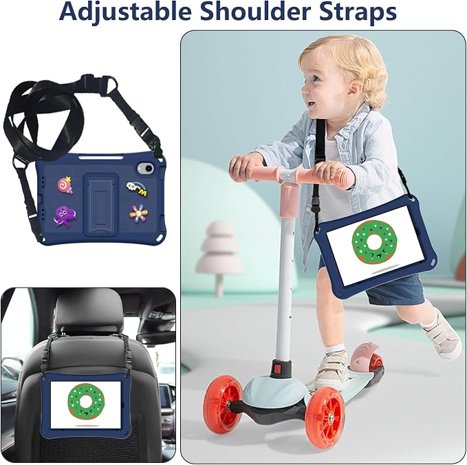 Case for iPad 10.2 Inch 2021/2020/2019/ iPad Pro 10.5 Inch/Air 3rd Gen (2019) Shoulder Strap Kickstand Children Friendly Anti-Scratch Shockproof Case Lightpurple