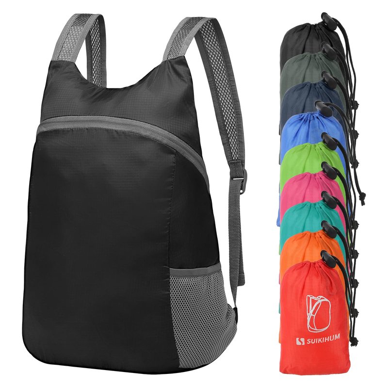 SUIKIHUM 20L Ultra Hiking-Daypack Lightweight Foldable Travel Packable Backpack for Camping Cycling Outdoor,black