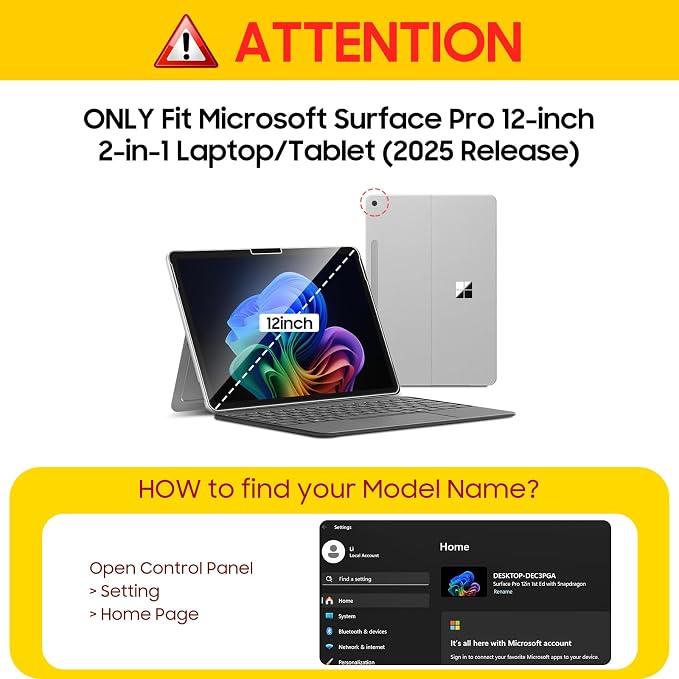 Fintie Rugged Case for Surface Pro 12 Inch 1st Edition 2025 Clear | Multi-Angle Stand Type Cover Compatible HD Clear Shockproof TPU Bumper Hard Shell
