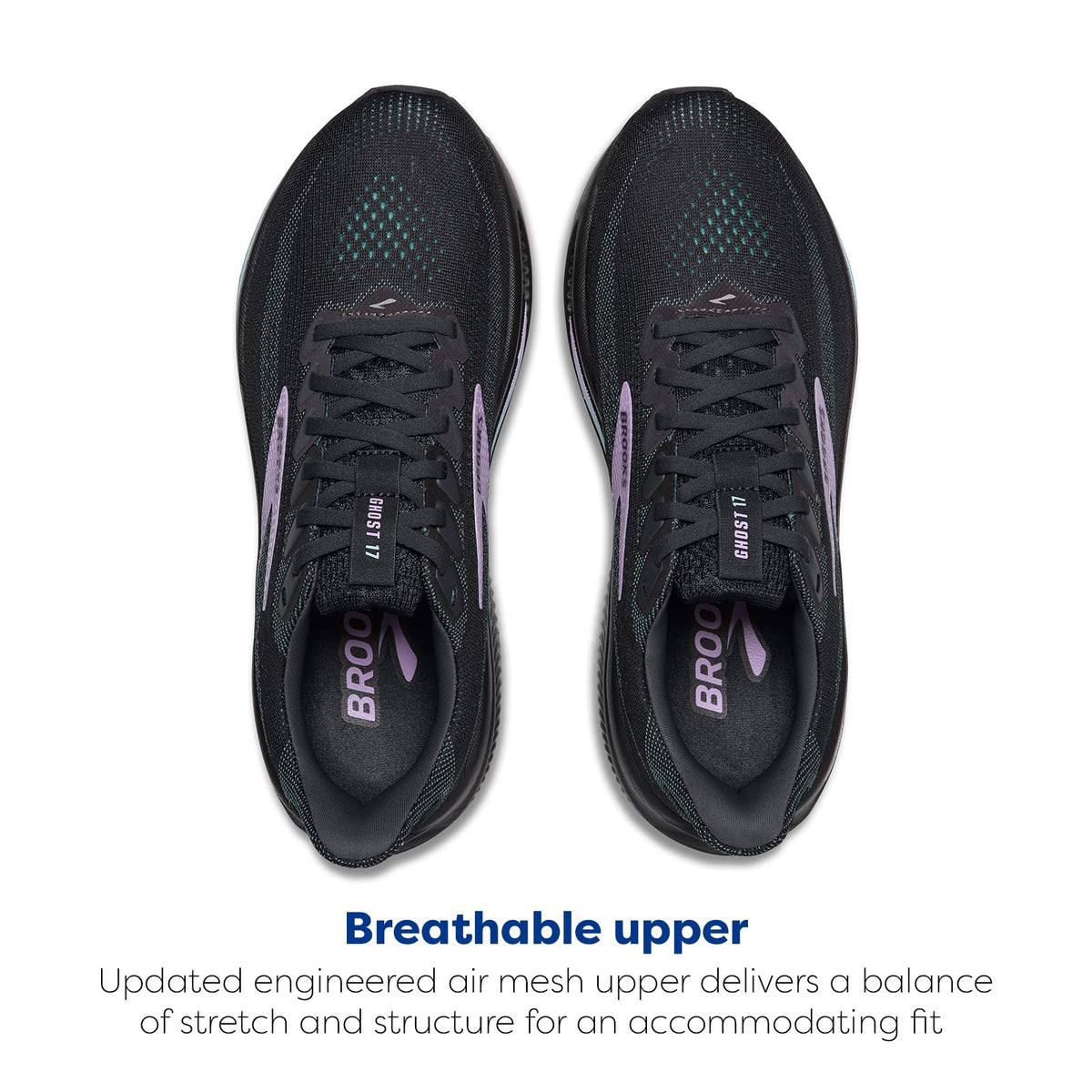 Brooks Women’s Ghost 17 Neutral Running Shoe - Grey/Clearwater/Purple - 10.5 Wide