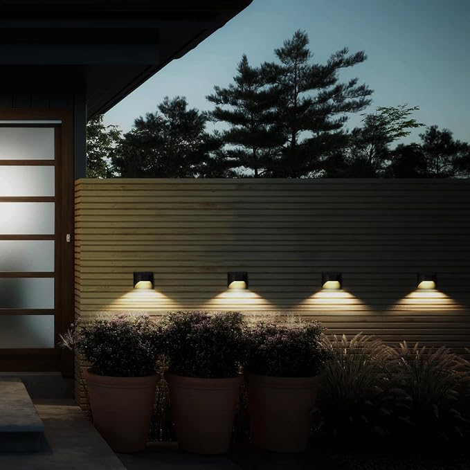 Solar Fence Lights｜Deck｜Step｜Stair Light，Warm White/Daylight/Cool White Options for Yard Garden Deck Stair Step Fences,Waterproof（4-Pack）
