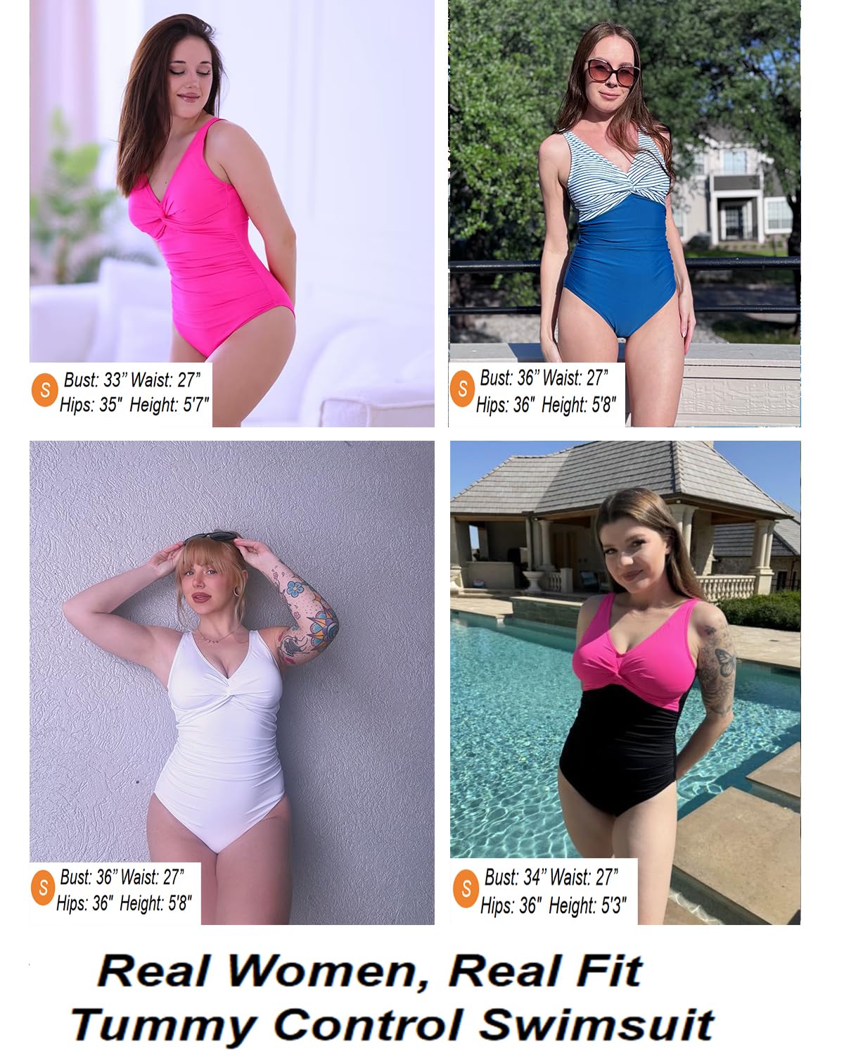 Holipick Red Women Tummy Control One Piece Swimsuit - Push Up Bathing Suit Full Coverage Slimming Swimwear L