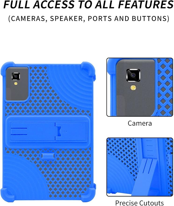 Case for YLEEBG TAB10 10 inch Android 14 TabletsWUNIAK Hollow Back DesignHeat Dissipation Shockproof Lightweight Adjustable Kickstand Silicone Shell&ampKids Friendly Soft CaseBlack