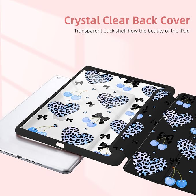 Joyland Leopard Print for iPad 10th Generation Case 10.9 inch 2022/iPad (A16) 11th Gen 11 2025Built-in Pencil Holder with Shockproof Cover Clear Transparent Back Shell Auto Wake/SleepBlack
