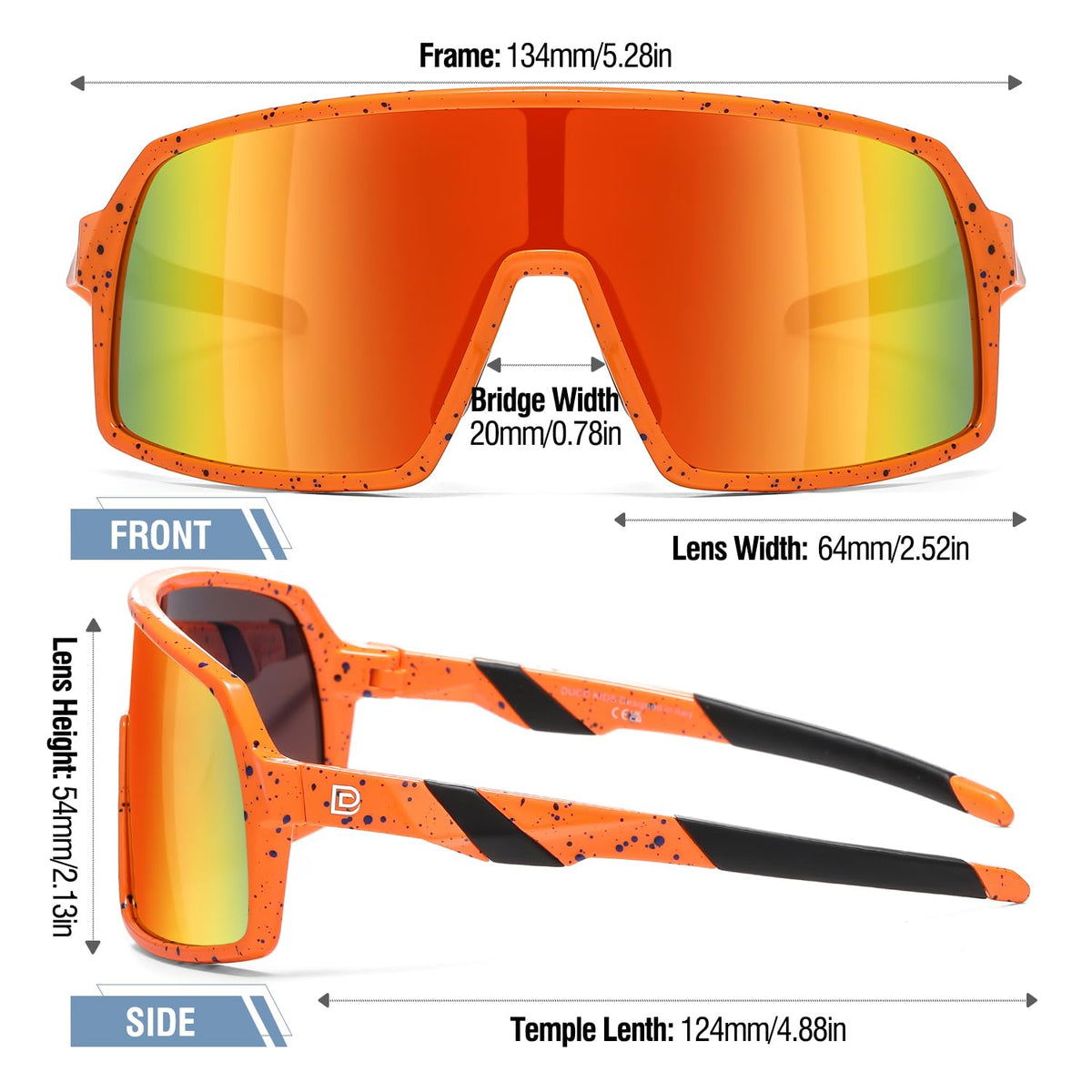 DUCO DK320 Kids Baseball Sunglasses 6-12, 100% UV400 Protection