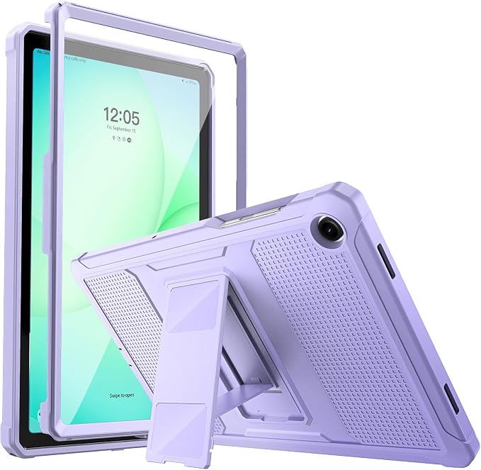 MoKo Shockproof Case Fit Samsung Galaxy Tab A11+ Plus/ A9+ 11 Inch | Full Body Rugged Stand Back Cover with Built-in Screen Protector for Galaxy Tab A11+/ A9+ Tablet Light Gray