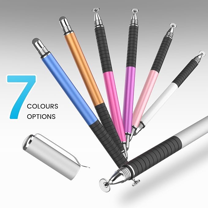 MEKO Stylus Pen for Touchscreen 2-in-1 Universal Stylus 6Pcs | MEKO 1st Gen Stylus Fiber &amp Disc Tips High Precision Work for iPad iPhone Android Tablets All Touch Screens-Black