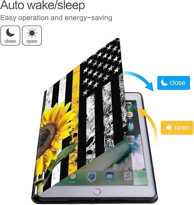 DEGDFSGR for Amazon Fire HD 10 Tablet 10 Plus Tablet Case (13th/11th Generation 2023/2021 Release) with Adjustable StandAuto Sleep/Wake for Kindle Fire 10 Case 10.1 inchAmerican Flag Sunflower Cross
