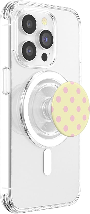 Butter Yellow Light Pink Polka Dot Aesthetic Cute Big Dots PopSockets Adhesive PopGrip