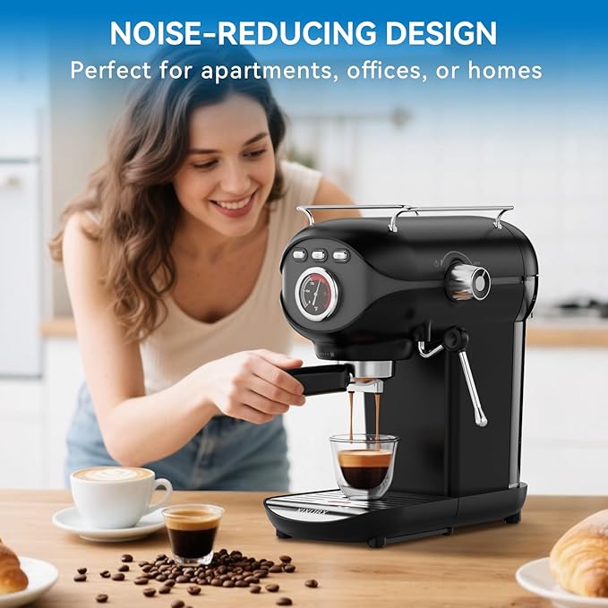 XIXUBX Espresso Machine, Compact Espresso Maker with Milk Frother
