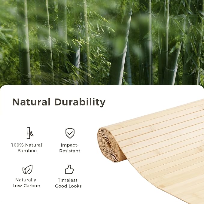 OUZUGIE 1 Pack 96x24 Inch Natural Bamboo Wall Panel – Carbonized Pole Wrap Paneling for Walls, Ceilings, Cabinets, Furniture – Ideal for Bedroom, Living Room & Office DIY Decor