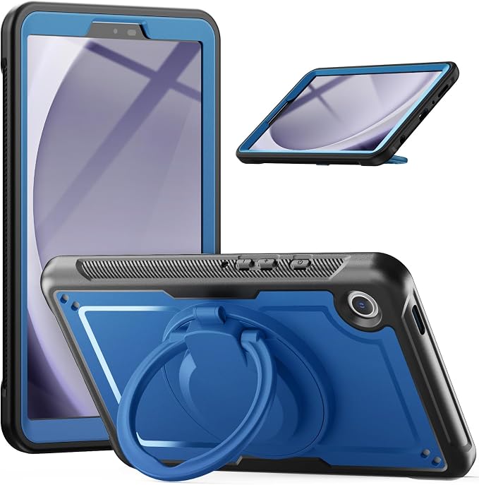 for Samsung Galaxy Tab A9 Case 8.7 inch (SM-X110/X115/X117) with Shoulder Strap 360° Rotatable Kickstad Shockproof Protective Case Cover for iPad mini 7 A17 Pro Black