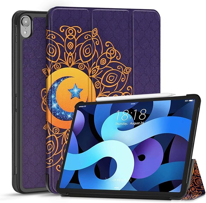 TNP Cover Case for iPad Air 11 Inch M2 6th 2024 5th 4th Generation(2022 2020) - 10.9 Almond Blossom Case with Pencil Holder for 2nd Gen Apple Pencil - Protective Cover with Trifold Stand