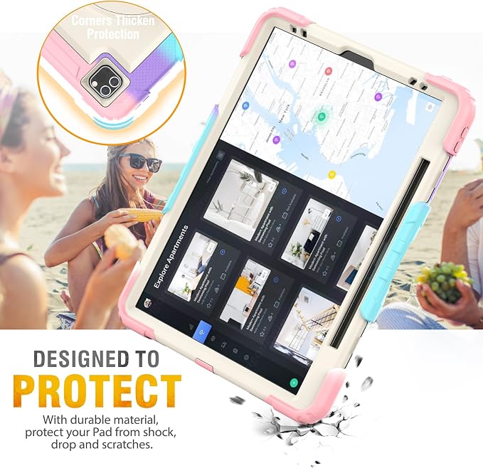 HXCASEAC Case for iPad Pro 12.9 Case (6th 5th 4th 3rd Generation) Shockproof Design | Pencil Holder | Hand Strap | Screen Protector | Heavy Duty Protective iPad 12.9 inch 2022/2021/2020/2018 - Black