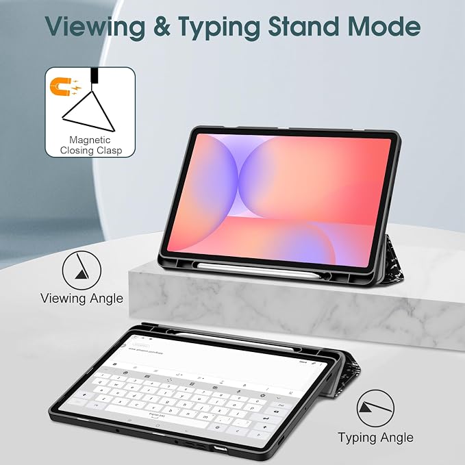 Fintie Slim TPU Case for Samsung Galaxy Tab S10 Lite/S10 FE/S9 FE 5G 10.9 | Tri-Fold Viewing Stand Full Protection S Pen Holder Auto Sleep Wake Black