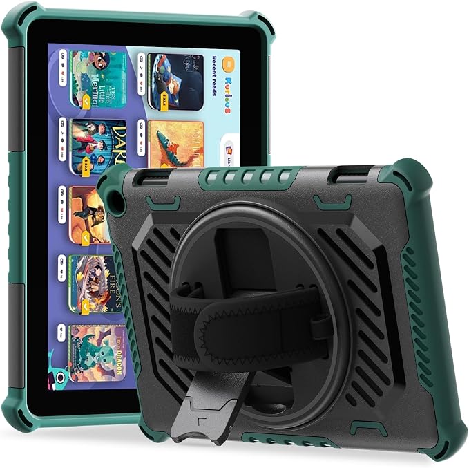 for Flre HD 8 &amp 8 Plus Case 12th/10th Generation (2024/2022/2020 Release) with 360 Kickstand Hand Strap for Kids
