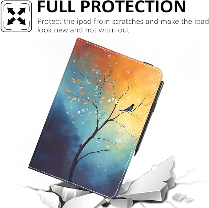 Universal 11 12 Inch Android Tablet Case Slim Fit Standing Cover for 10.9 11 11.5 12 Touchscreen Tablet with Multiple Viewing AnglesBird Tree
