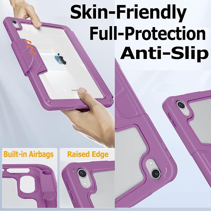 Military Grade Case for iPad (A16) 11 2025 10th Gen 10.9 2022 Black | Pencil Holder Auto Sleep/Wake Multi Angle Magnetic Stand Hard Clear Acrylic Back Shockproof Protective Cover