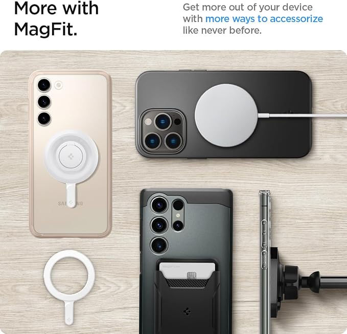 Spigen for MagSafe Ring Plate for Phone Case Wireless Charging Adapter | For iPhone 17/16/15/14/13/12/11 Samsung Galaxy S26/S25/S24/Z Fold/Z Flip 8/7 Google Pixel 10/9 Series &amp More - Black