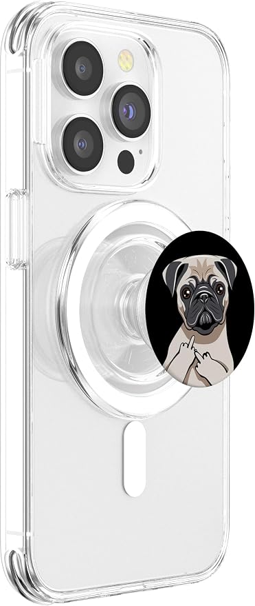 Middle Finger Pug Socket Grip Gift PopSockets PopGrip: Swappable Grip for Phones &amp Tablets PopSockets Adhesive PopGrip