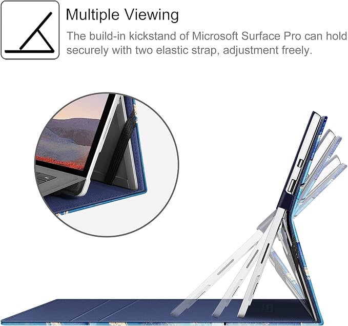 Fintie Case for 12.3 Inch Microsoft Surface Pro 7 Plus Surface Pro 7/6/5/4/3 - Portfolio Business Cover with Pocket Compatible with Type Cover Keyboard Black