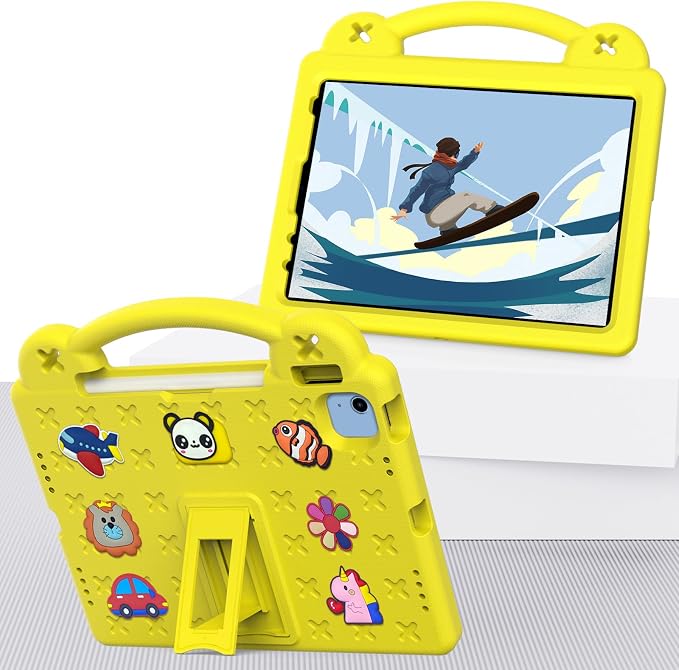 Kids Case for iPad Air 13 (2026/2025/2024) M4/M3/M2 &amp iPad Pro 13 2024 &amp iPad Pro 12.9 Cover 6th/5th/4th/3rd Gen (2022/2021/2020/2018) DIY Figures EVA Rubber Handle Stand Shockproof Bumper