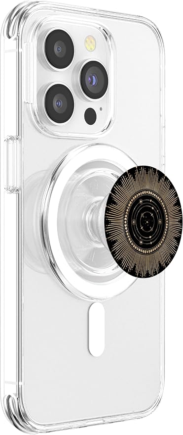 Celestial Moon Phases Planet Black and Gold PopSockets Adhesive PopGrip