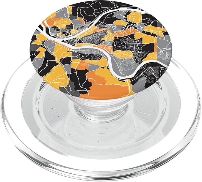 Pittsburgh City Black and Yellow Neighborhood Map PopSockets Adhesive PopGrip