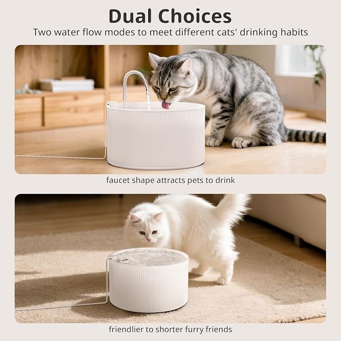 Ceramic Cat Water Fountain, 2.2L/74oz Pet Water Fountain