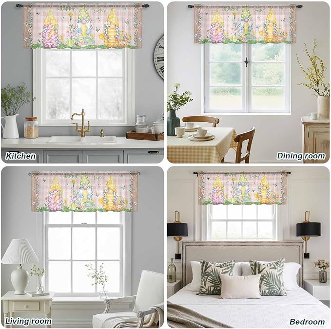 Happy Easter Sheer Valances for Windows 54"x18", Light Filtering Kitchen