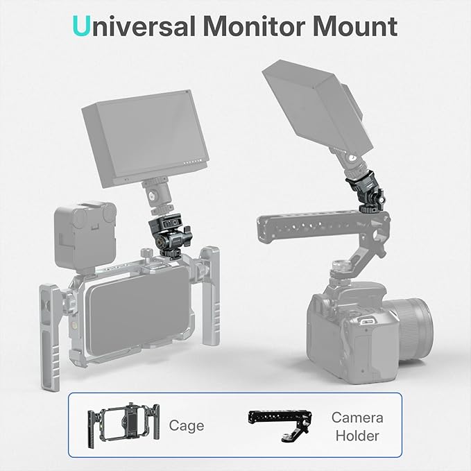 Leaplumin Field Monitor Mount Monitor Holder with Cold Shoe, 1/4" Screw for 5" & 7" Field Monitor Mount Support 360° Swivel &180° Tilt Adjustment,Aluminum Camera Monitor Mount for Camera Hot Shoe