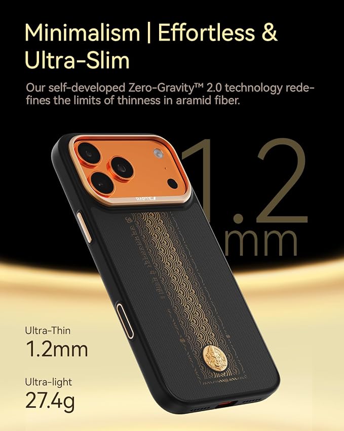 RAPTIC Aramid Fiber Case for iPhone 16 Pro Compatible with MagSafe Non-Slip &amp Slim 600D Aramid Fiber [Military Grade Drop Tested] Anti-Scratch Shockproof Protective Case 6.3 inch Black