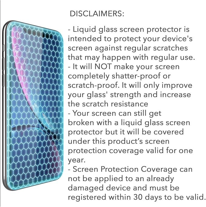 Liquid Glass Screen Protector With $250 Screen Protection - Scratch Resistant Wipe On Coating for All Smartphones Tablets Smartwatches - Universal