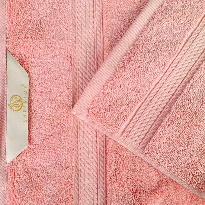 Superior Egyptian Cotton Pile Bath Towel Set of 2, Ultra Soft Luxury Towels, Thick Plush Essentials, Absorbent Heavyweight, Guest Bath, Hotel, Spa, Home Bathroom, Shower Basics, Tea Rose