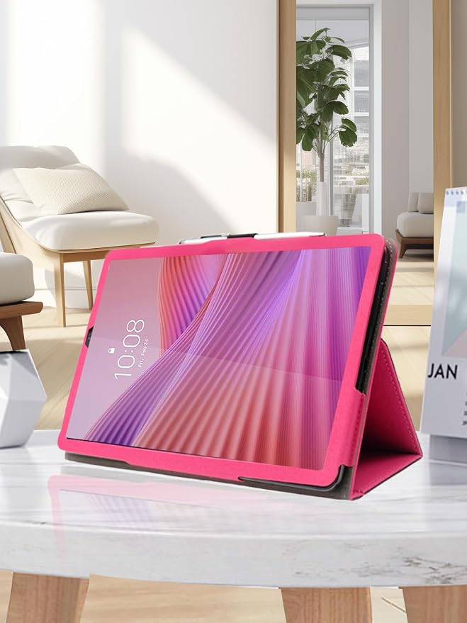 for Lenovo Tab One 8.7 Inch Android Tablet CaseBOVUGAC Folding Stand Protective Cover with Pencil Holder and Wrist StrapFull Protection Premium PUScratch Resistant(Black)