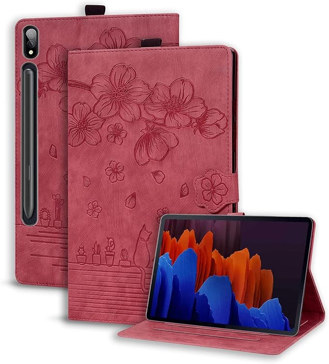 Dteck Wallet Case for Galaxy Tab S10+/S9+/S7 FE/S8+/S7 Plus 12.4 Tablet Premium PU Leather Folding Stand Auto Wake/Sleep Pen Holder Case with Hummingbirds