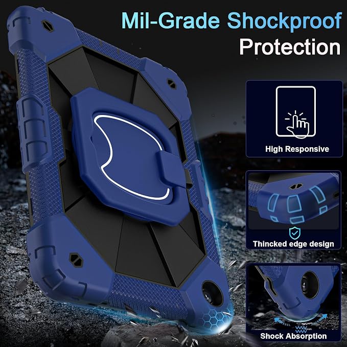 Auizotl Case for Samsung Galaxy Tab A11+/A9+ Plus 11 Inch with Screen Protector/Rotating Stand/Pen HolderMilitary Grade Shockproof Cover for Galaxy Tab A11 Plus /A9 Plus CasesBlack